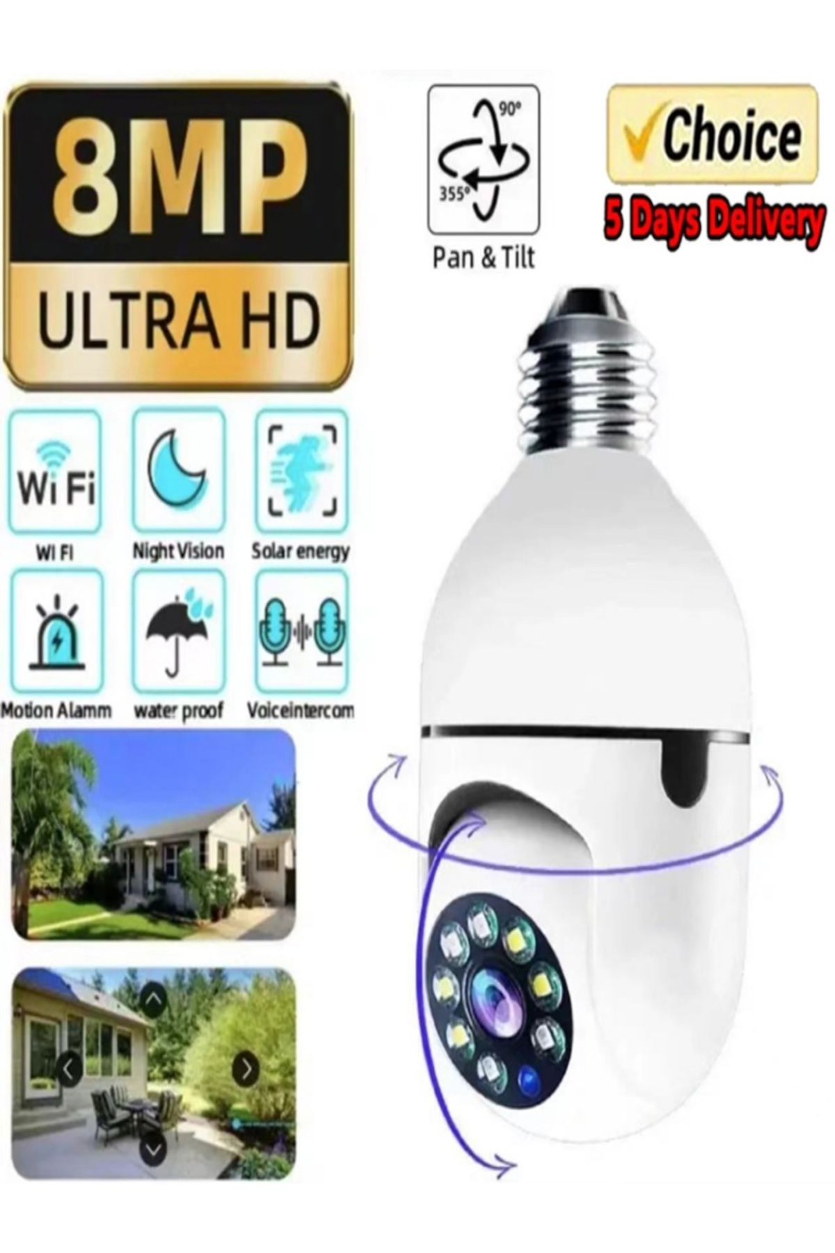 Choice-E27 Bulb Camera 4X Digital Zoom AI Human Motion Detect Full Color Night Vision Surveillance Camer... 7