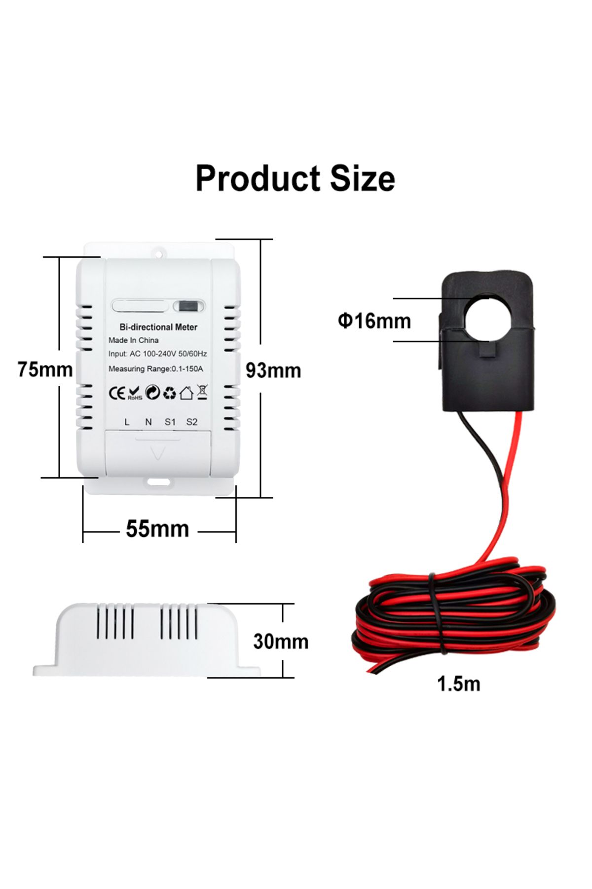 Choice-Tuya Smart Bi Directional WiFi Energy Meter 150A Clamp Current Sensor Transformer Solar PV Two Wa... 5