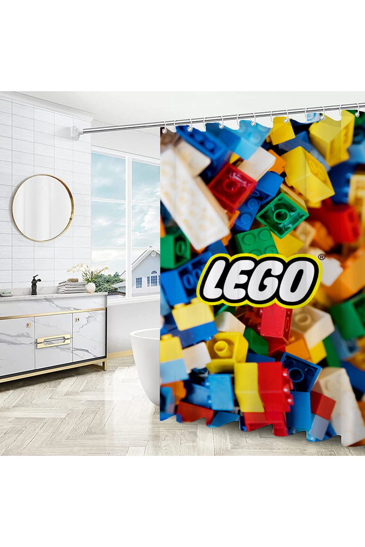 Choice-L-LEGO Shower Curtains in the Bathroom Sets Full Set Bath Curtain for Quarto Folding Partition Ac... 2
