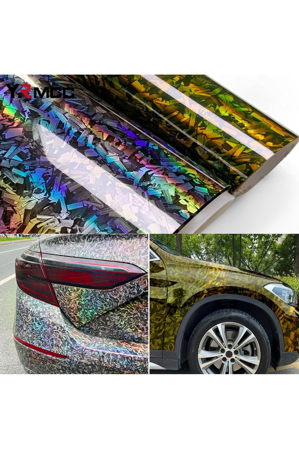 Choice-High Glossy Gold Silver Carbon Fiber Vinyl Wrap Cover Viscose Car Sticker High Quality Car Sticke... 7