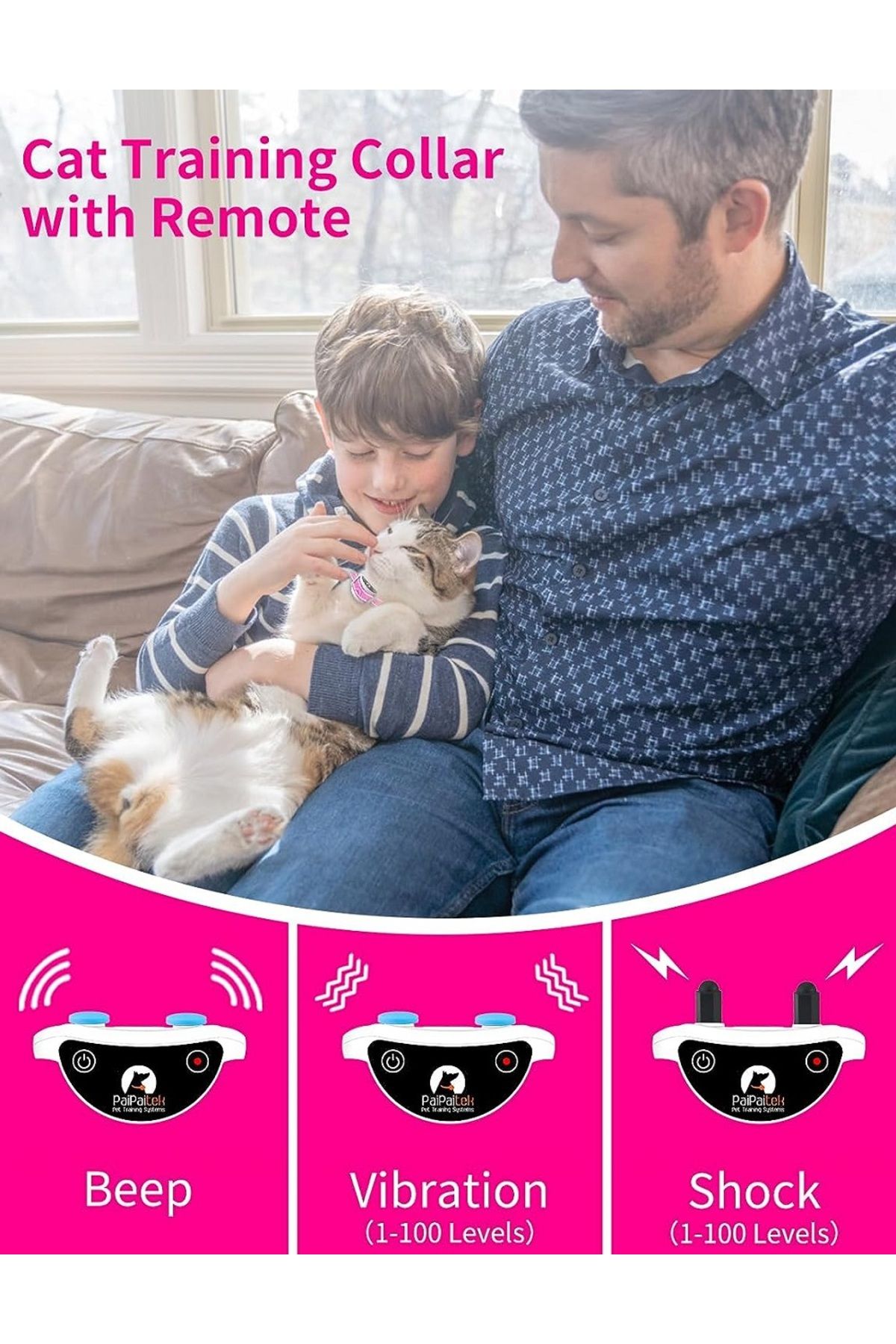 PaiPaitek-Cat Training Collar with Remote ,Cat Shock Collar,Cat Stop Meowing Collar,Remote Traini... 5
