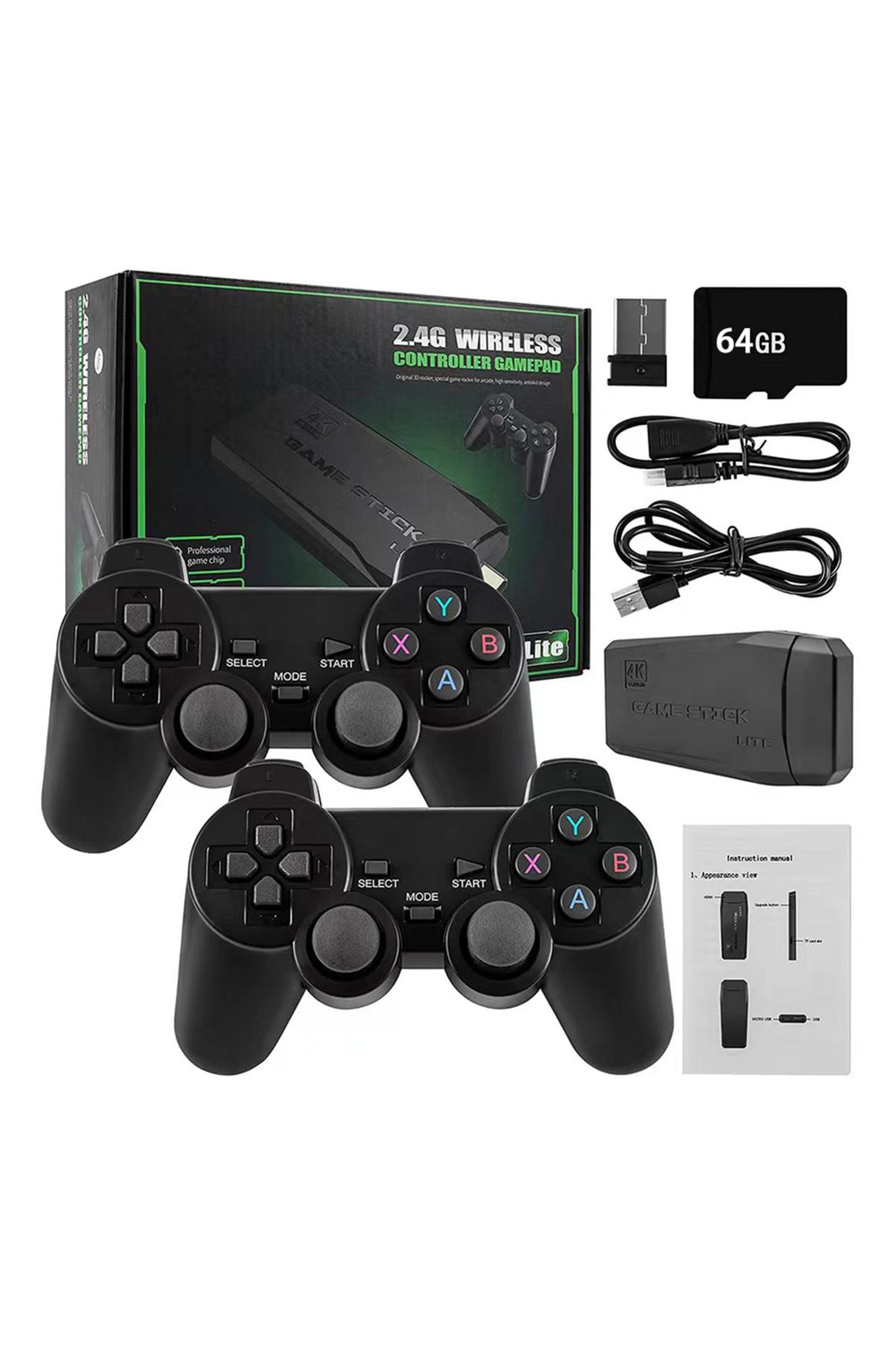 ALLOYSEED-64GB 2.4G Game Controller with Receiver Wireless Gamepad 3D Rocker Home TV Mini Game Console Cont... 2