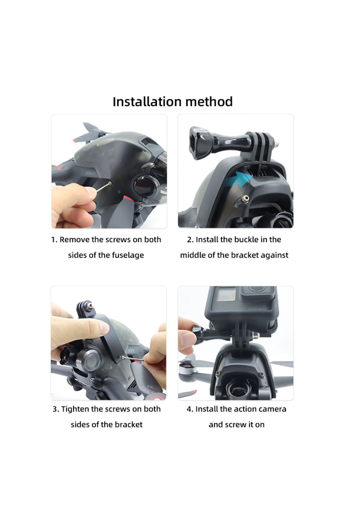 EXSKOF-Drone Body Expansion Bracket For DJI FPV Mounting Bracket For GoPro Hero 12 11 10 9 8 7 6 5 SJCAM... 5