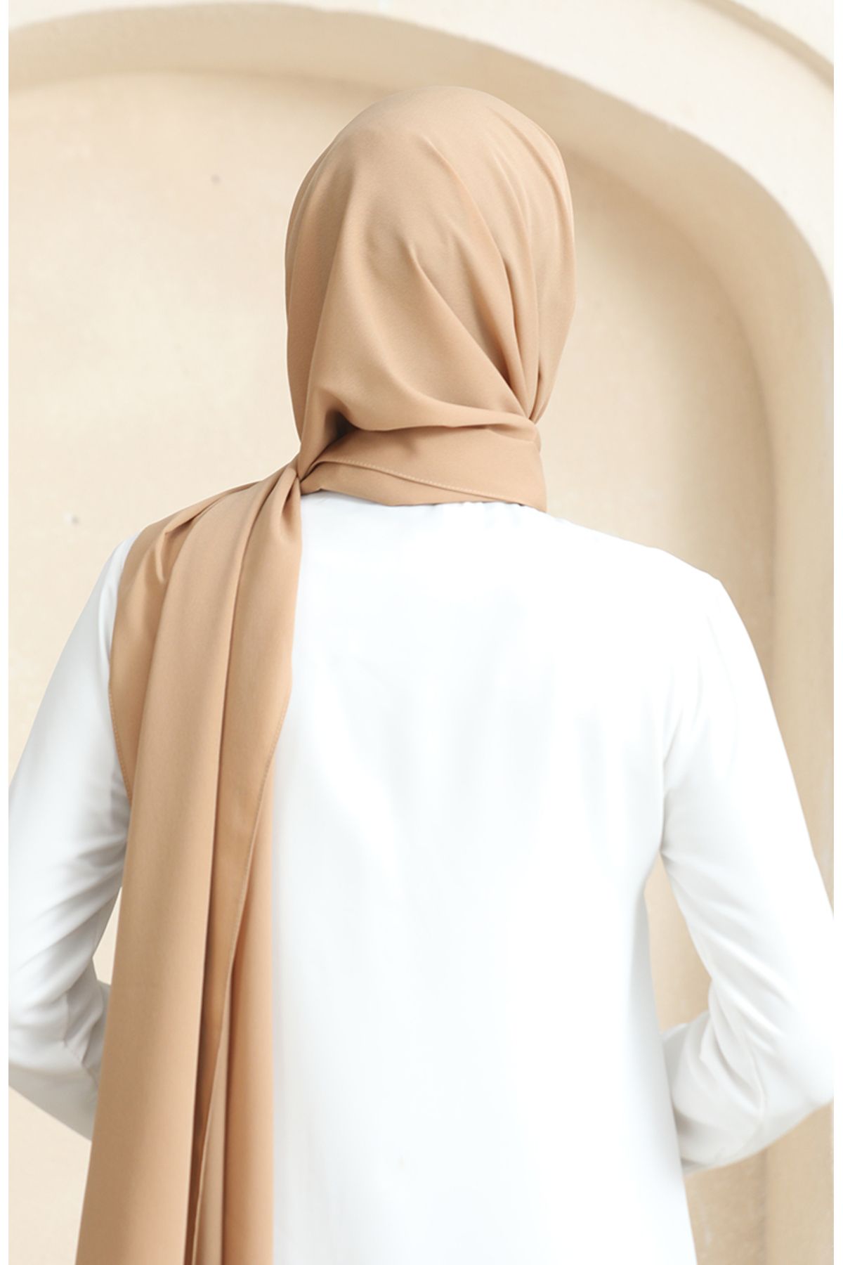 sefamerve-Vanilla Crepe Plain Shawl - 81077-07 3