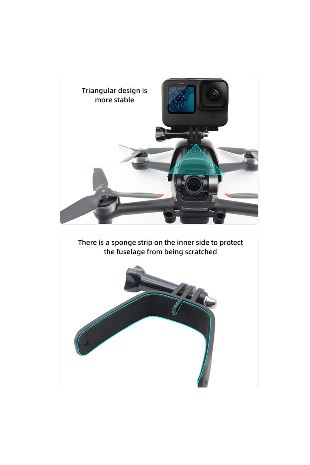EXSKOF-Drone Body Expansion Bracket For DJI FPV Mounting Bracket For GoPro Hero 12 11 10 9 8 7 6 5 SJCAM... 3