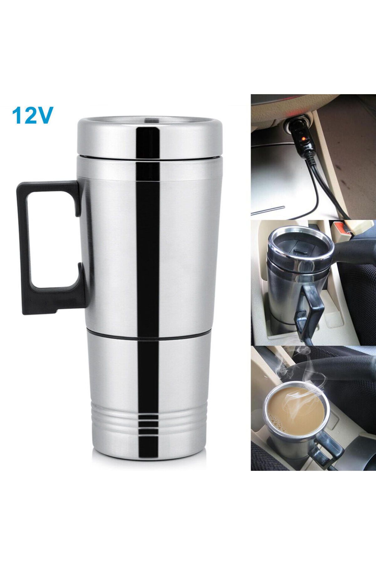 Choice-SEAMETAL 12V 24V 300ML Car Heating Cup Stainless Steel Electric Kettle Water Coffee Milk Thermal ... 1