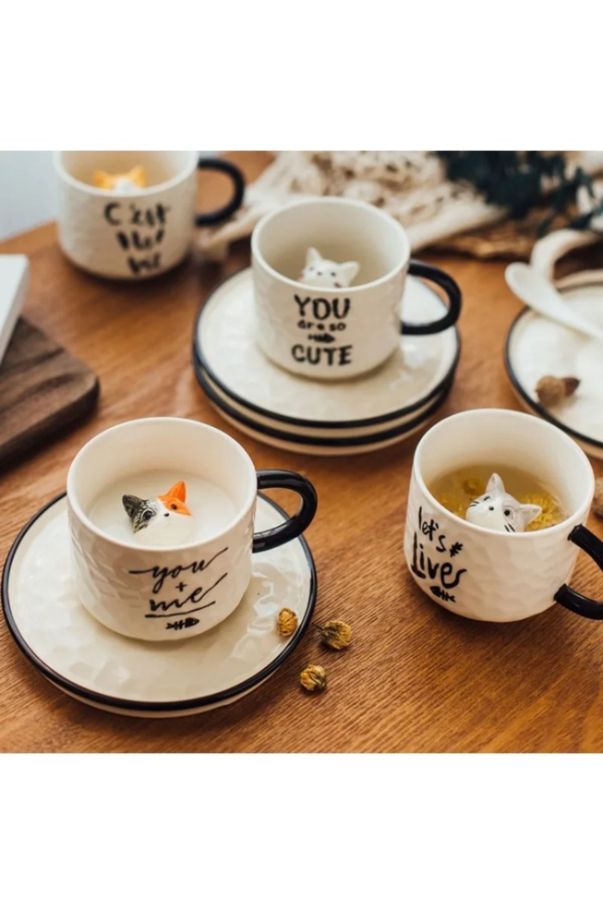 Choice-Cute kitten Ceramic cat Claw Cup Cup Bottom Animal Water cup Girl cat cup coffee three-dimensiona... 7