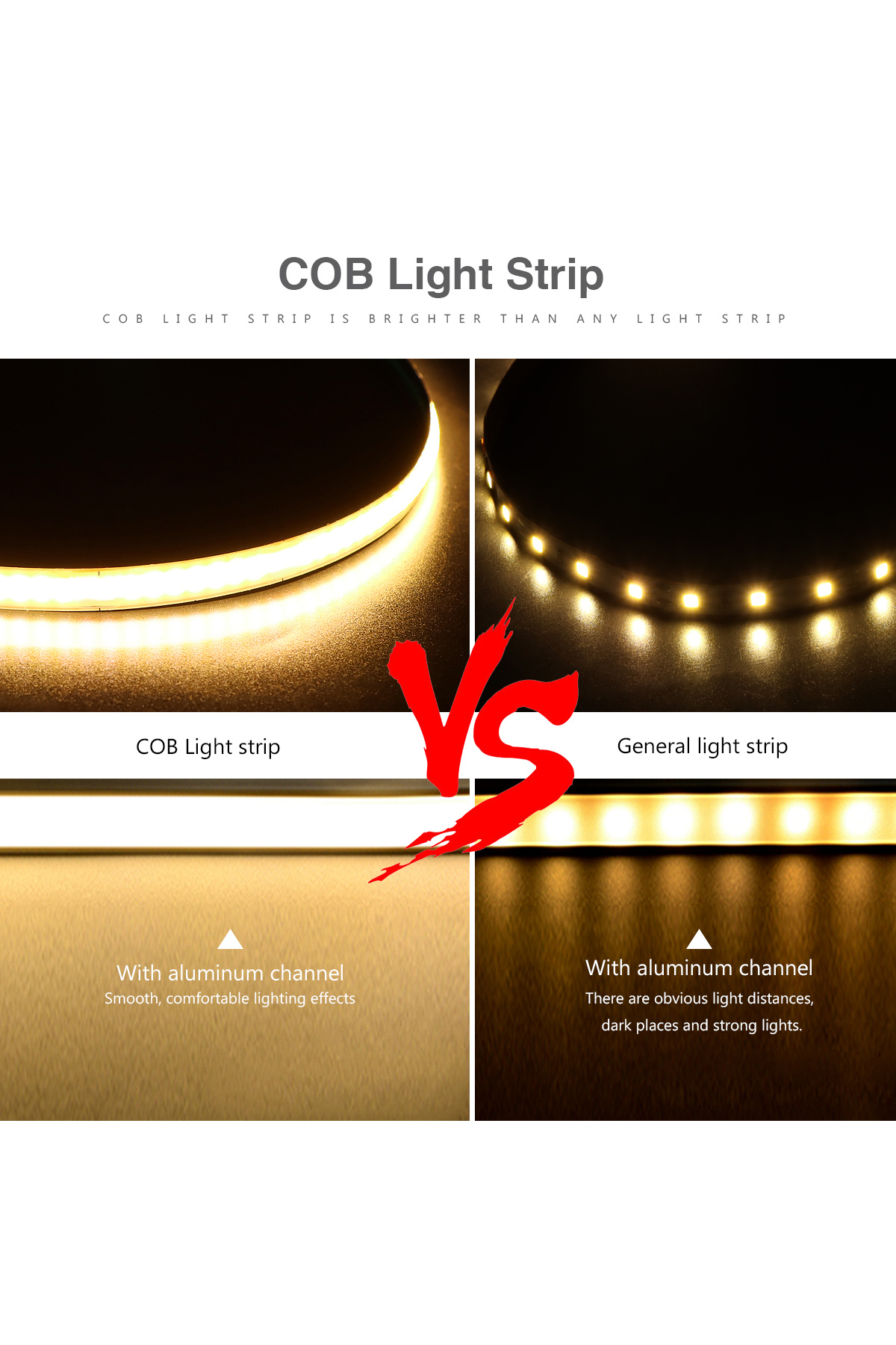 CHNAITEKE-Super Thin 5mm COB LED Strip Lights 12V 320leds/m High Density Flexible Linear LED Tape Ribbon RA... 4