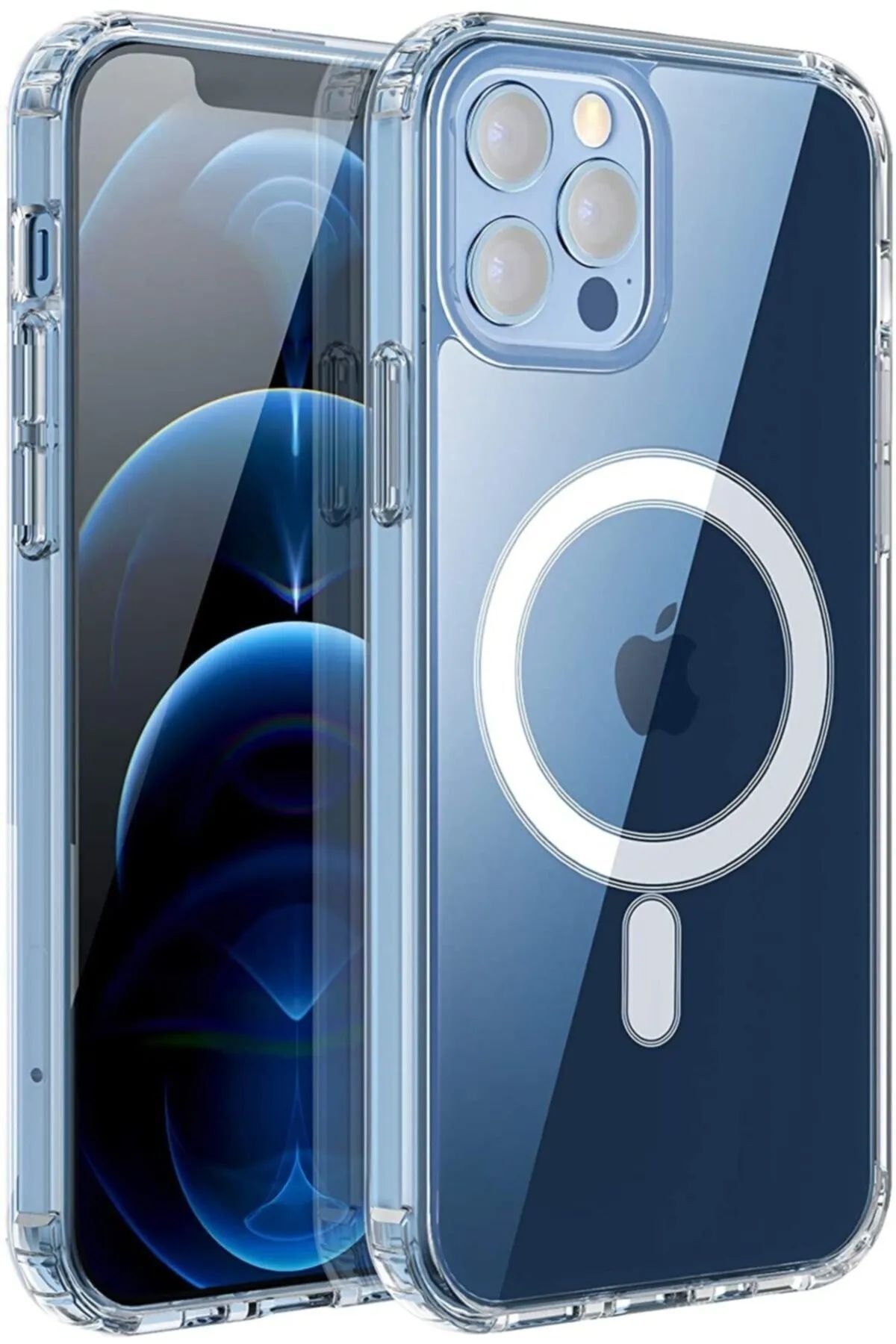 AC BOX Iphone 12 Pro Max Kılıf Kamera Lens Korumalı Magsafe Destekli Şeffaf Darbe Emici Sert Kapak