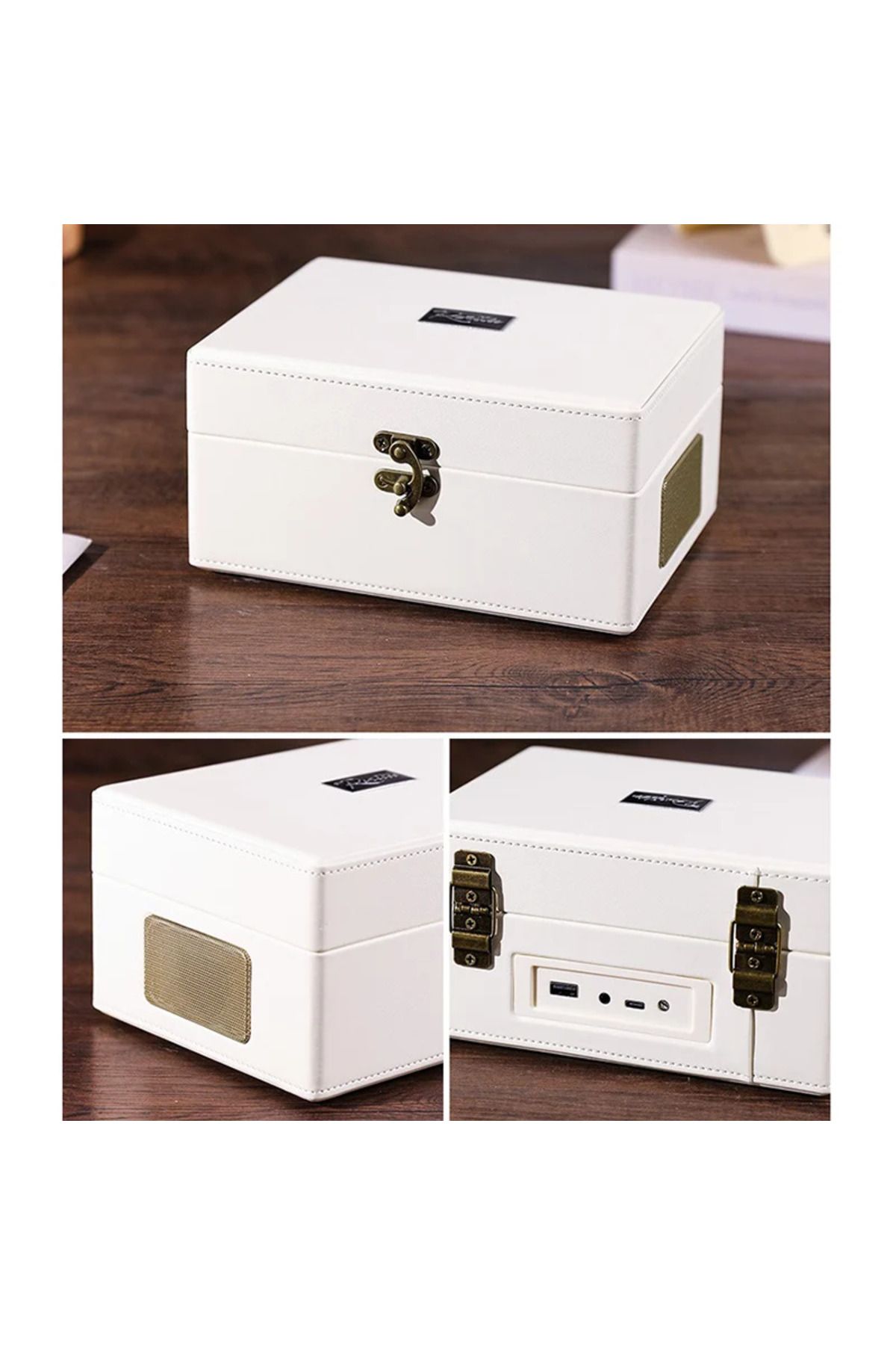 Choice-Vintage Leather CD Player Two-way Bluetooth 5.0 Built-in Speaker Portable Rechargeable CD Music P... 3