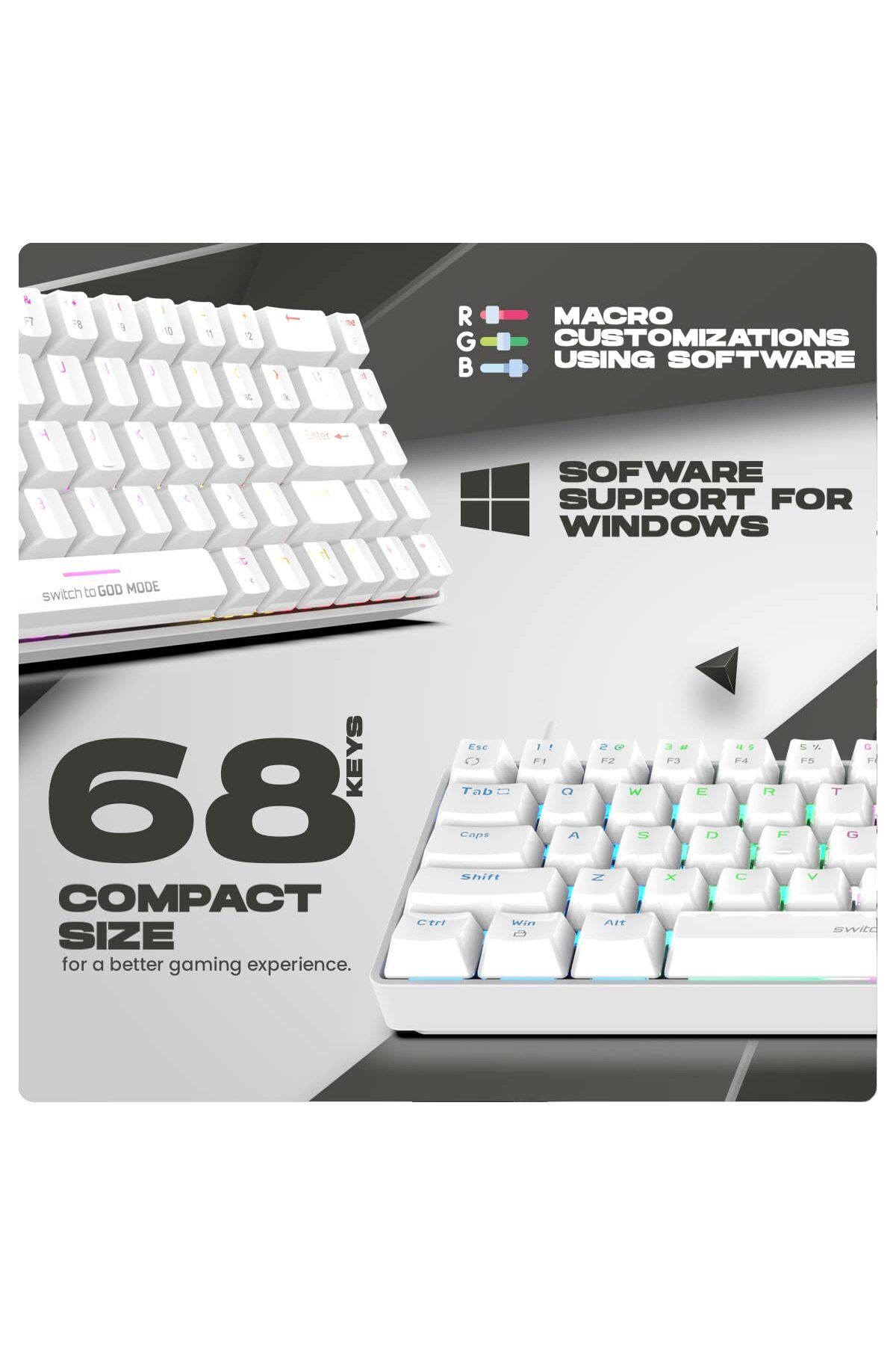 Cosmic Byte-Cosmic Byte CB-GK-36 Artemis 68Key RGB Mechanical Keyboard, Outemu Blue Switches (White) 7