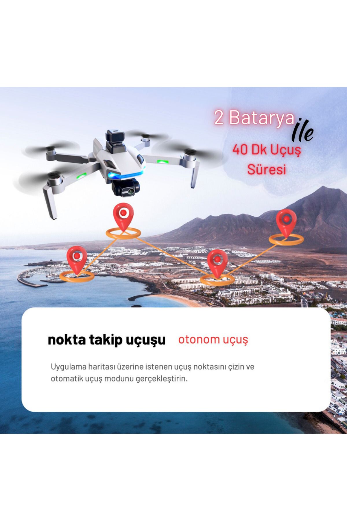 piha S135Pro GPS Drone 4kHd çift kamera 2Batarya ile 40dk uçuş Engelden Kaçınma BENİ TAKİP ET modu