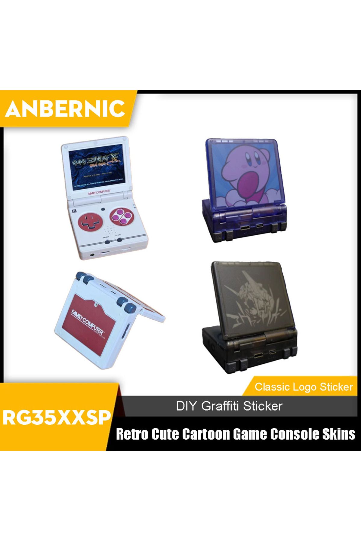 HATOSTEPED-Retro Cartoon Game Console Graffiti Sticker for RG35XXSP 3.5'' Handheld Game Console Front Back B... 8