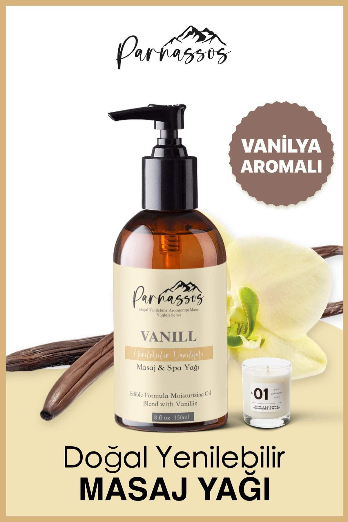 Parnassos Kaşmir Etkili Vanilyalı Aromaterapi Rahatlatıcı Doğal Masaj Yağı 150 ml