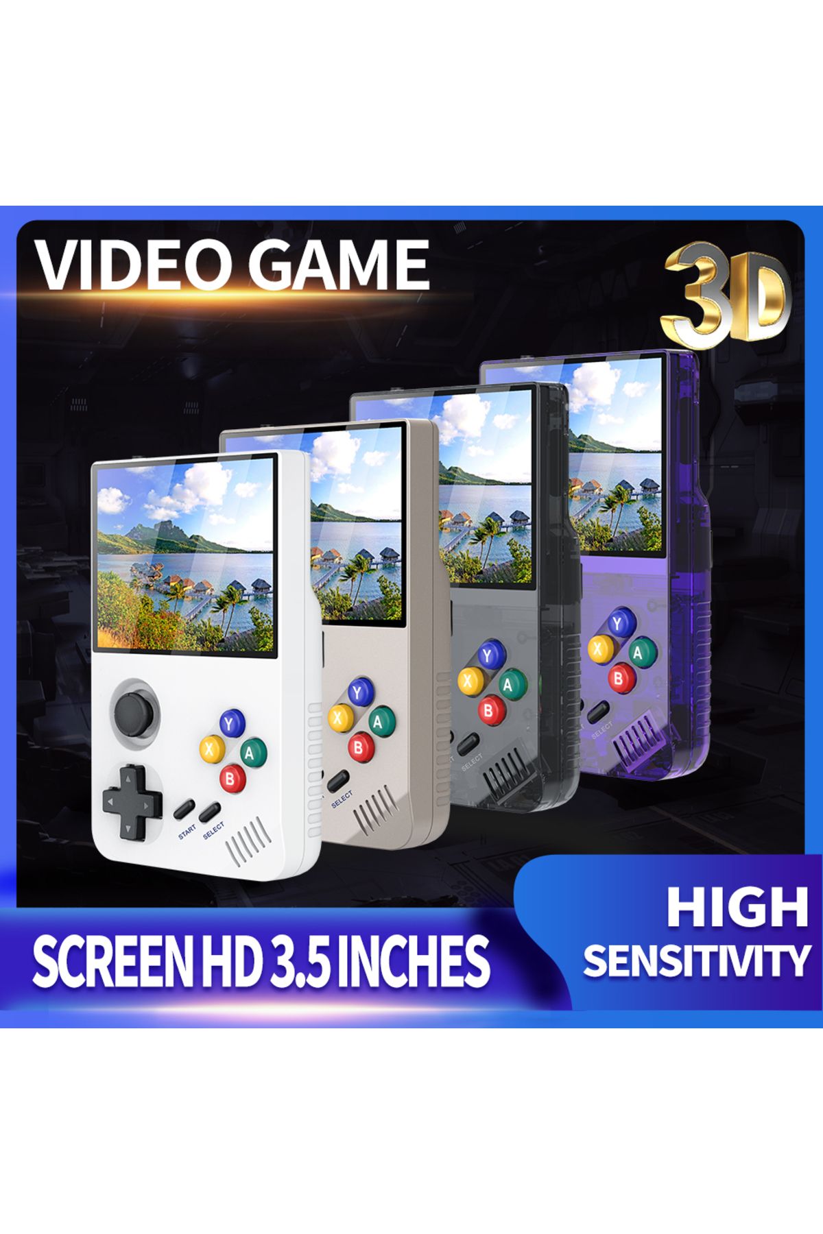 yydzkj-M19 retro handheld game console high-definition 3.5-inch IPS screen with built-in 20000 game 3D l... 3