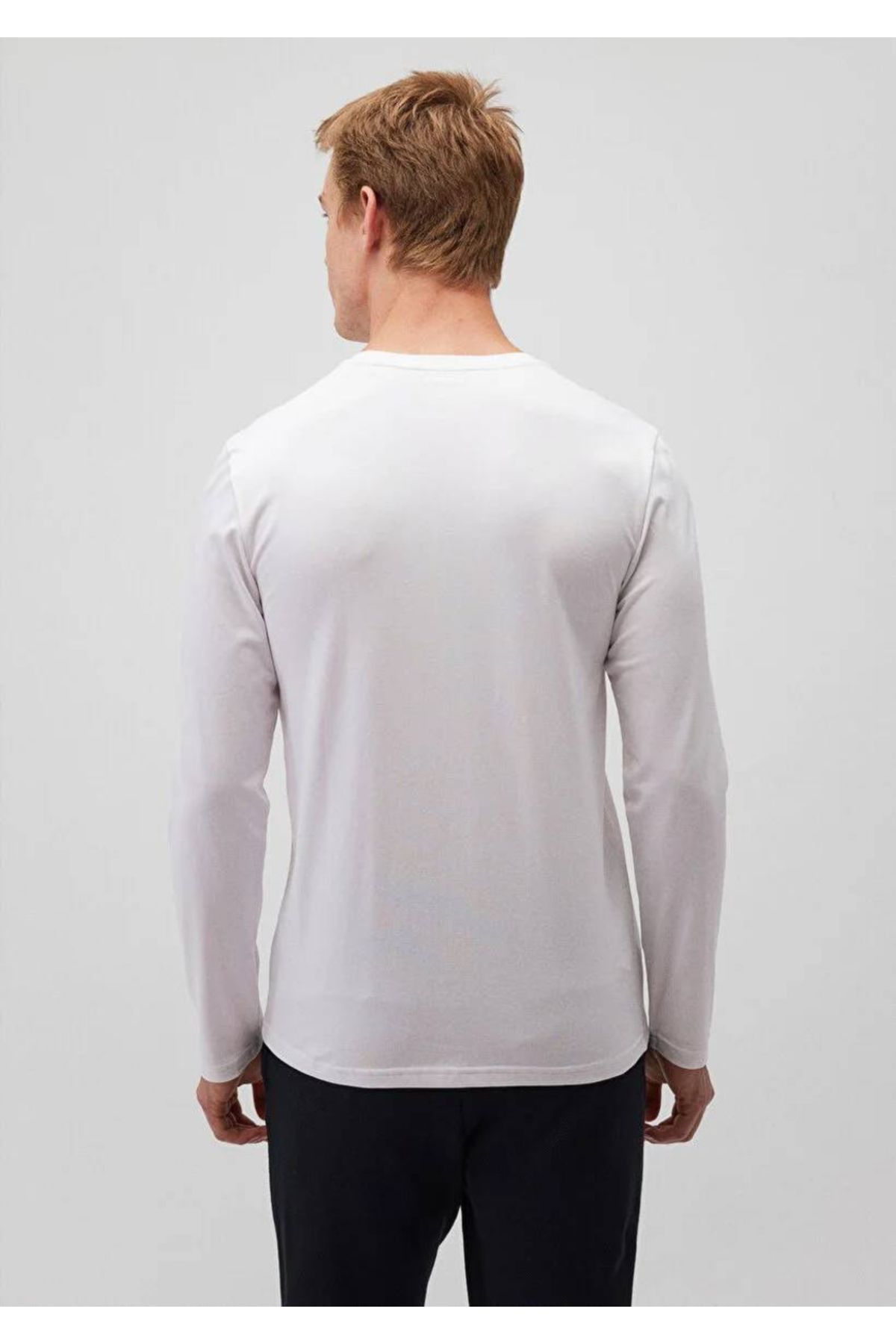 Mavi-Tricou de bază alb cu mânecă lungă 062477-23248 4