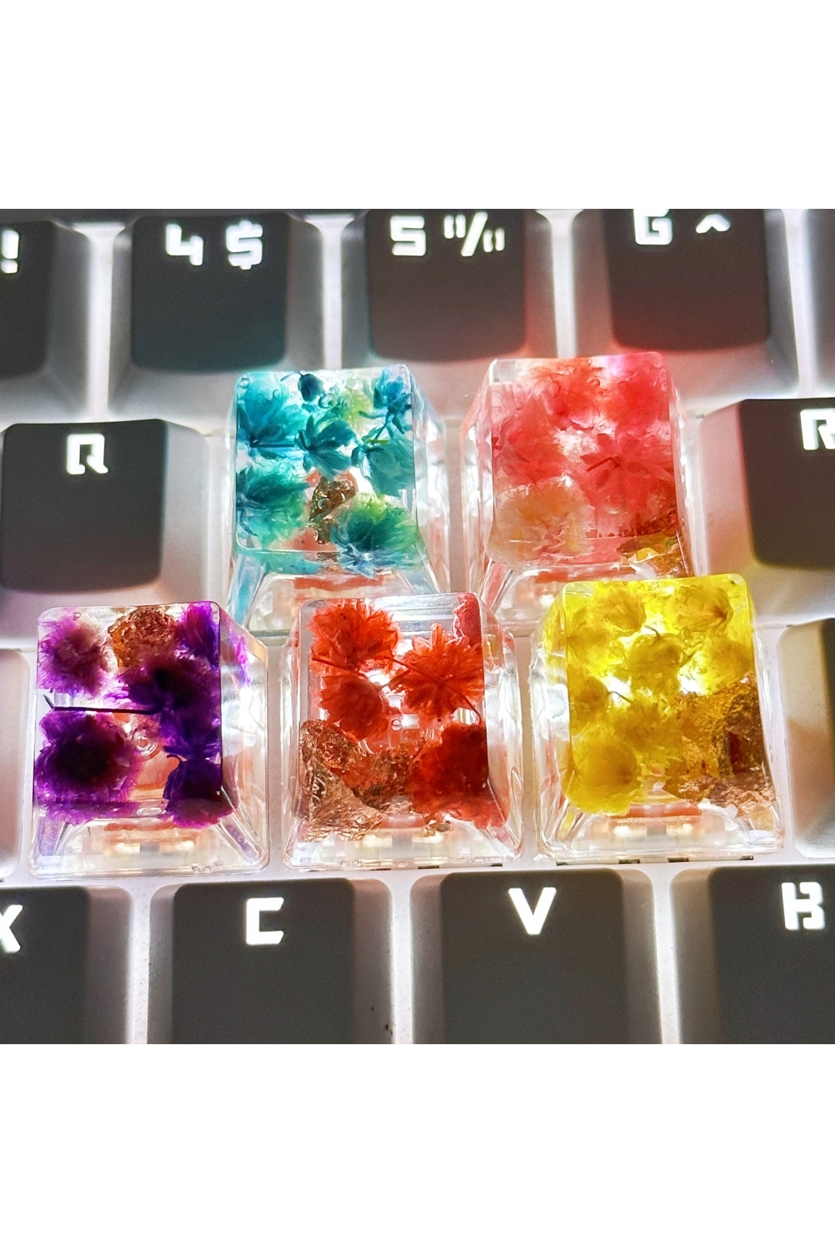 Choice-Dry spline cap real flowers small star mechanical keyboard cap wholesale 5