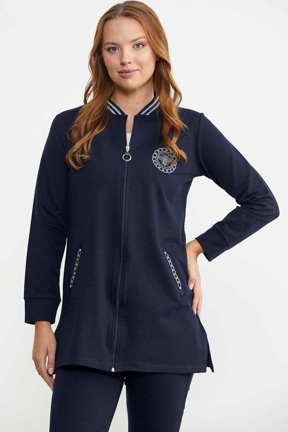 Sementa-Marine Detailed Tunic Tracksuit Set - Navy Blue 4