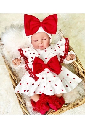 pony baby 'pony ile özel hisset' Kırmızı Dantelli Fiyonklu Romper Bandanalı T...