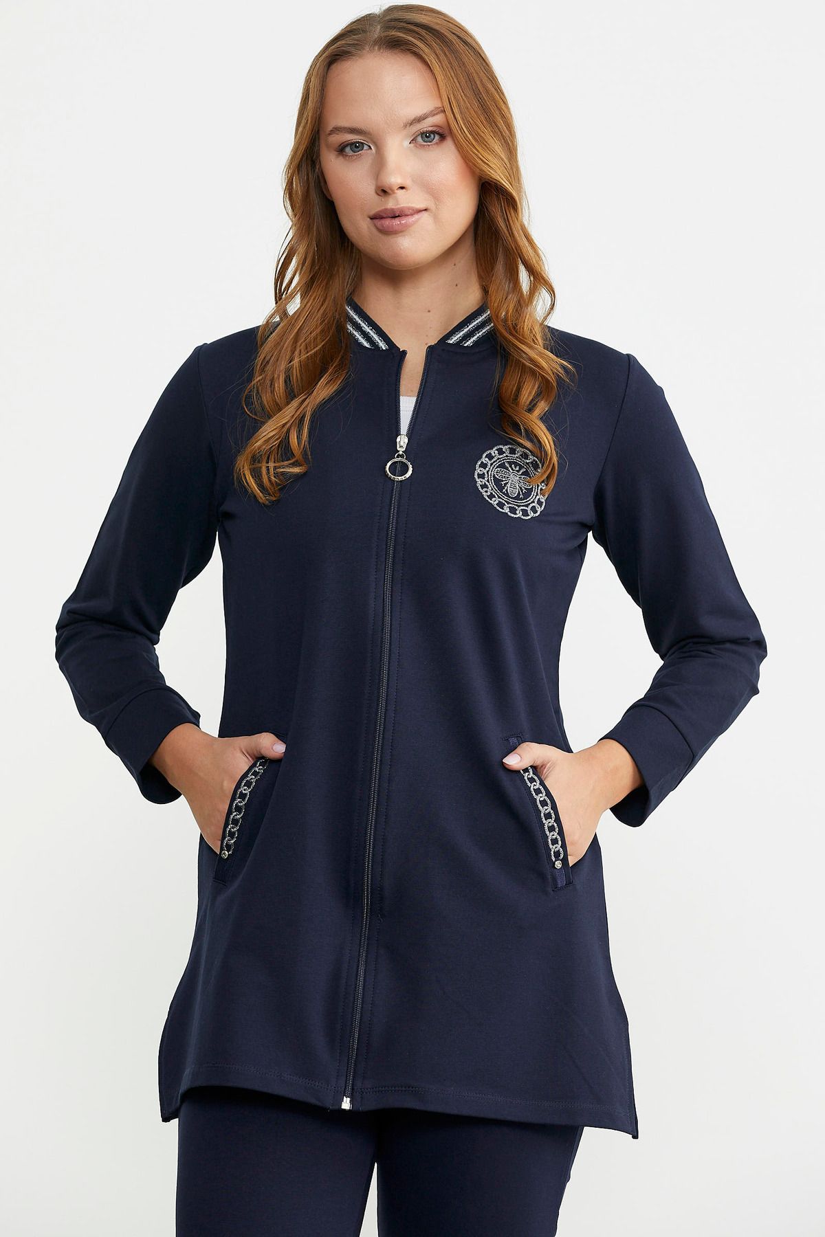 Sementa-Marine Detailed Tunic Tracksuit Set - Navy Blue 5