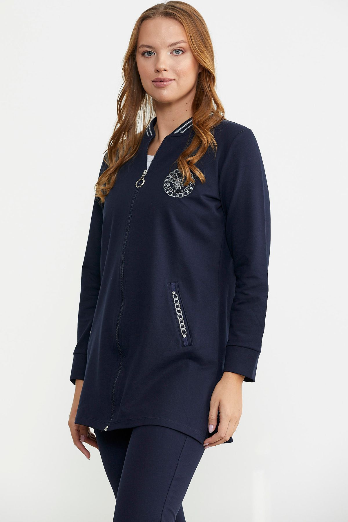 Sementa-Marine Detailed Tunic Tracksuit Set - Navy Blue 2