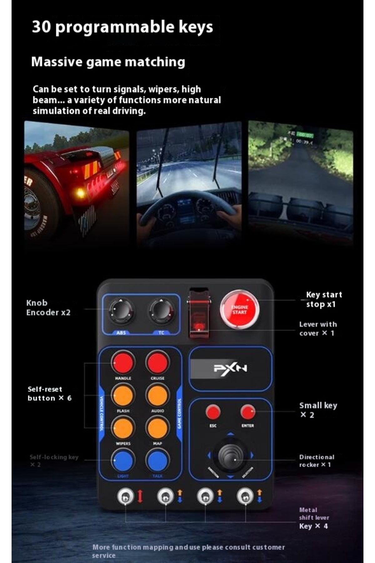 Choice-PXN CB1 Racing Simulator Multifunctional Key Control Box Central Control Box Customized RGB EURO ... 7