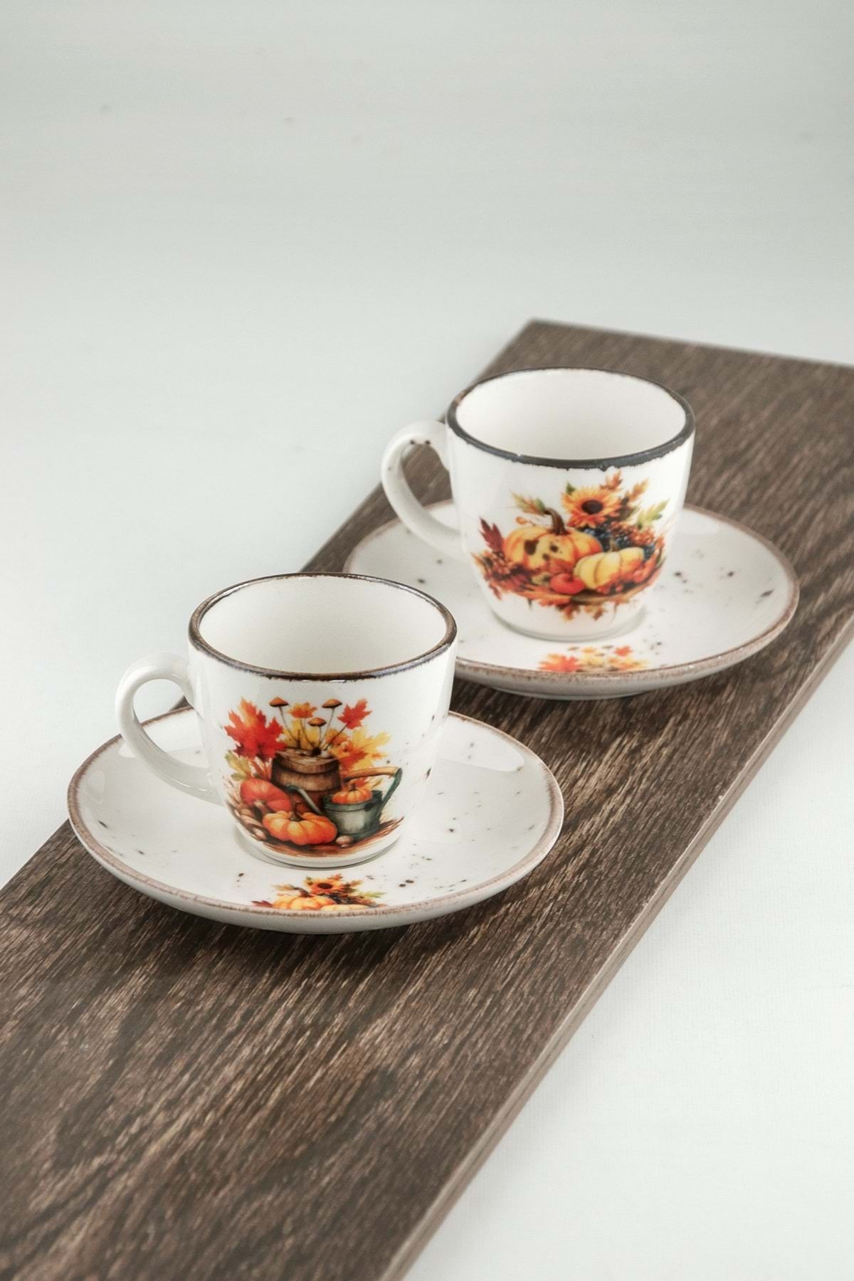 Bursa Porselen Dekor-Retro Fall'24 Fruit Basket Two Person Porcelain Coffee Cup Set 1