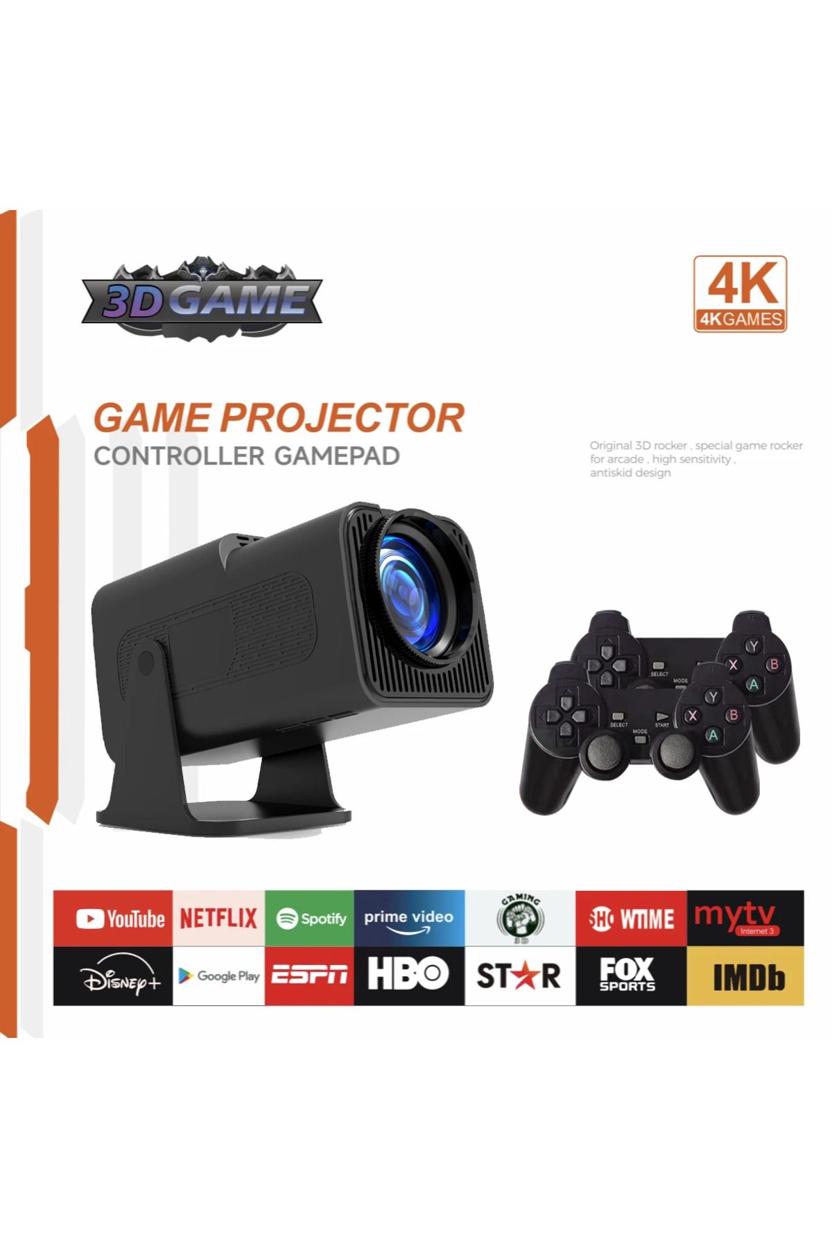 EOENKK-جهاز تحكم الألعاب HY320 Mini Projector 4K Native 720P Android 11 300ANSI Wifi6 BT5.0 مسرح منزلي G... 5