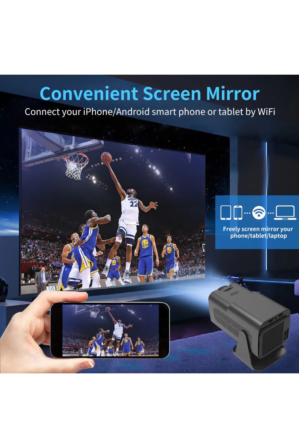 EOENKK-جهاز تحكم الألعاب HY320 Mini Projector 4K Native 720P Android 11 300ANSI Wifi6 BT5.0 مسرح منزلي G... 7