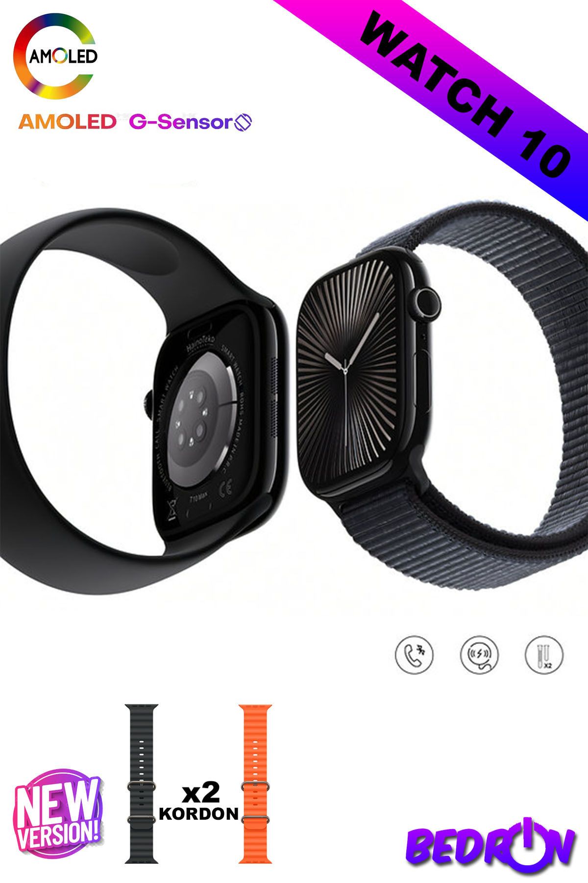 BedrON Watch 10 Smart Watch Erkek Akıllı Saat HD Ekran Fiyatı ...