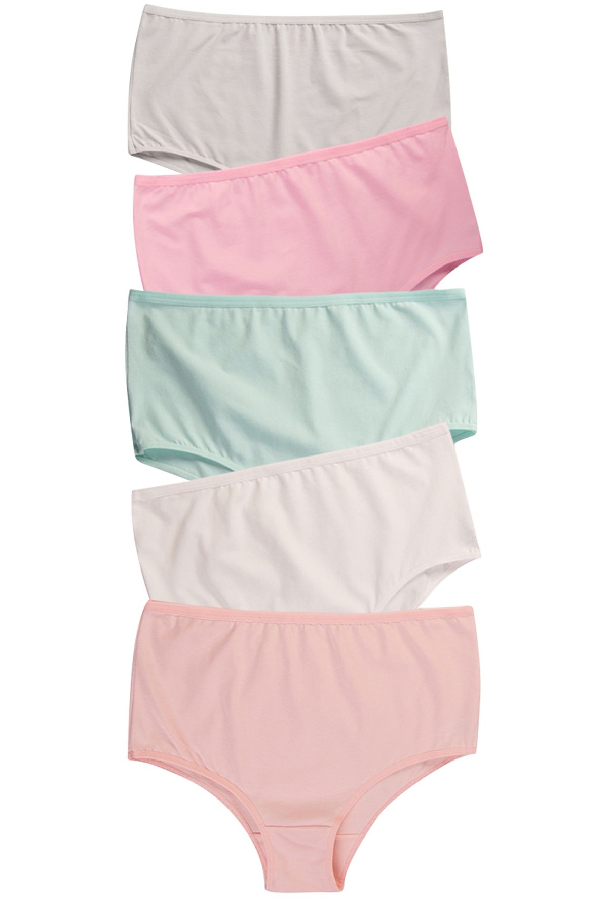 Happy Fox-High Waist Lycra Cotton Women's Panties 5 Pack - Large Size, Salmon 5