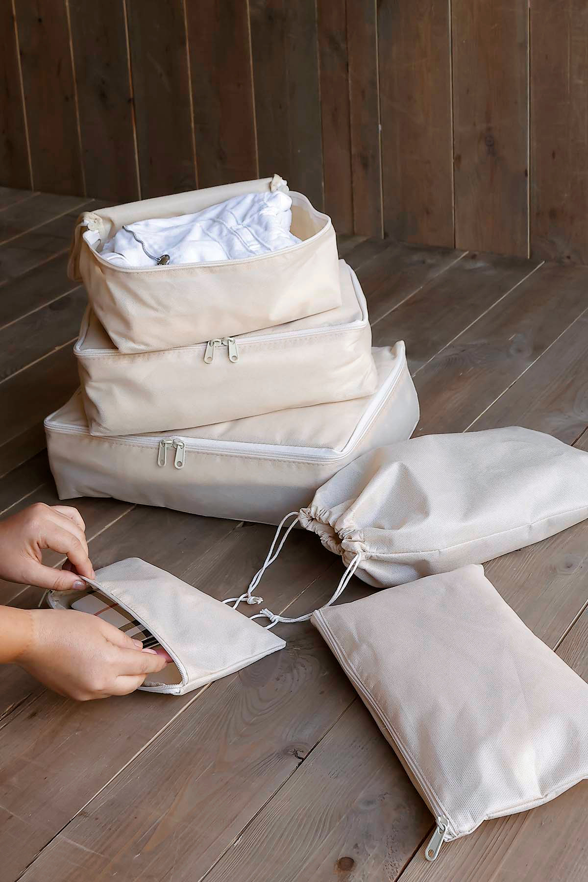 Genel Markalar 6'lı Bej Valiz Düzenleyici Bavul İçi Organizer Set Seyahat, Doğum Çantası, Baza Düzenleyici Hurç fotoğrafı 7 (önizleme)