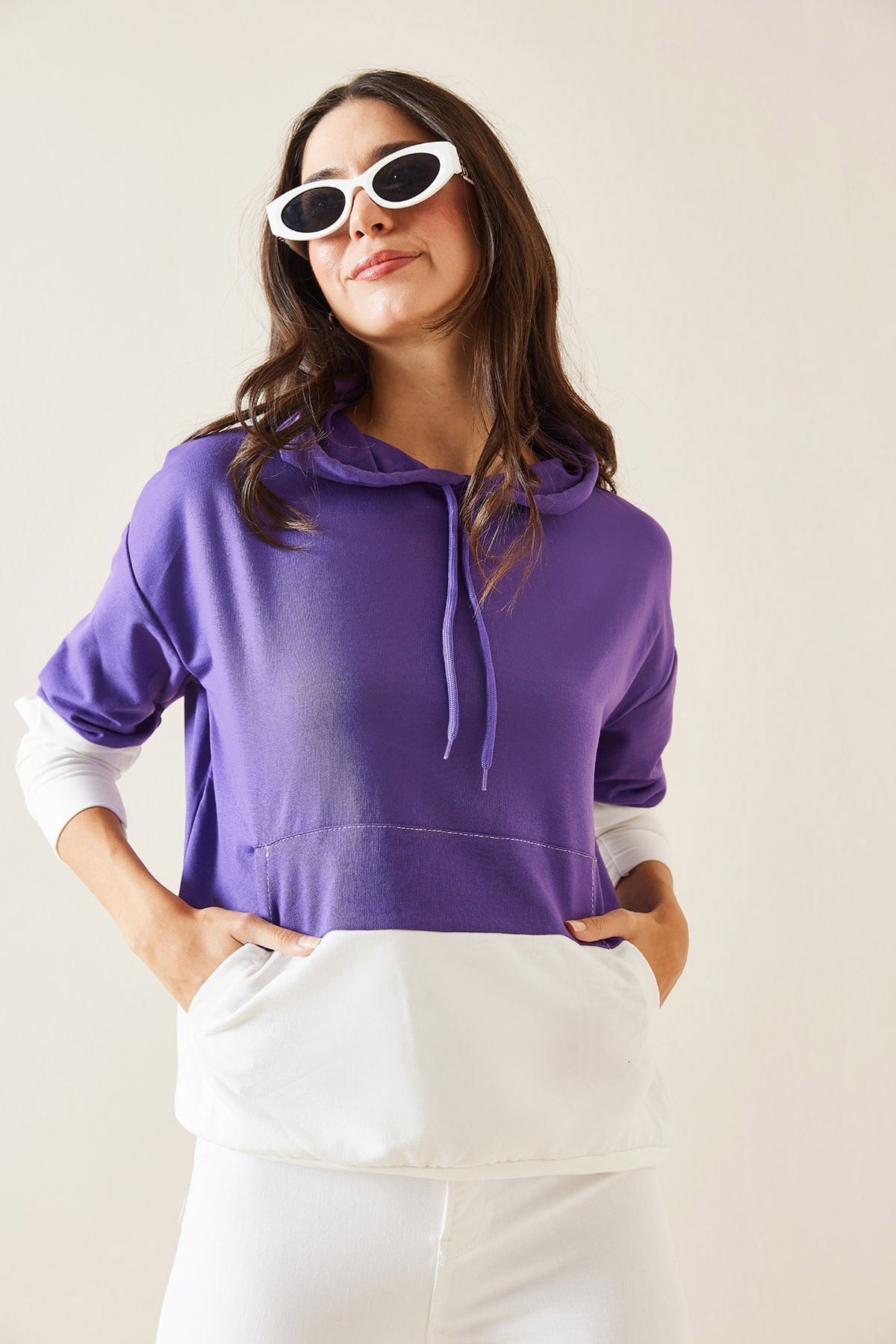 XHAN-Lilac Piece Sweatshirt 5Kxk8-48999-26 3