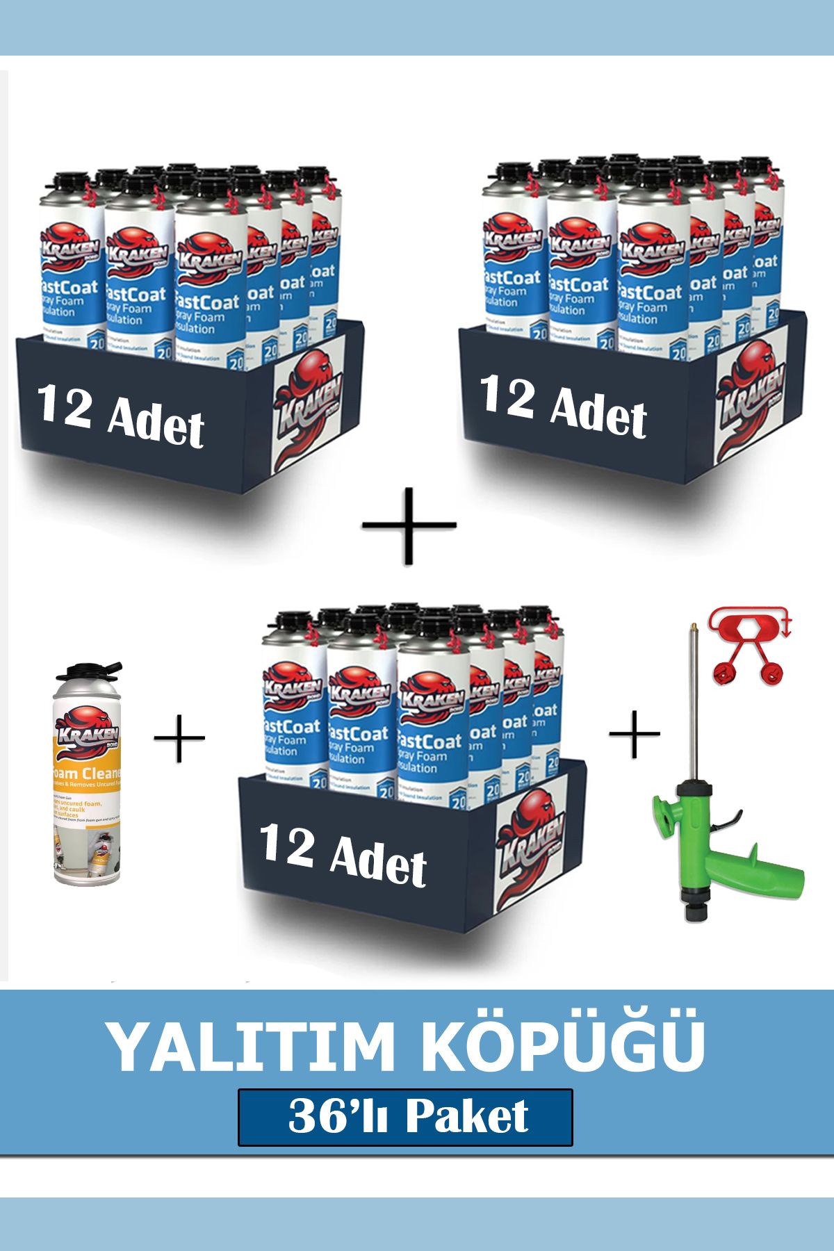 Poliüretan Termal Yalıtım Sprey Köpük 36adet x 930gr set nem ısı küf yalıtımı