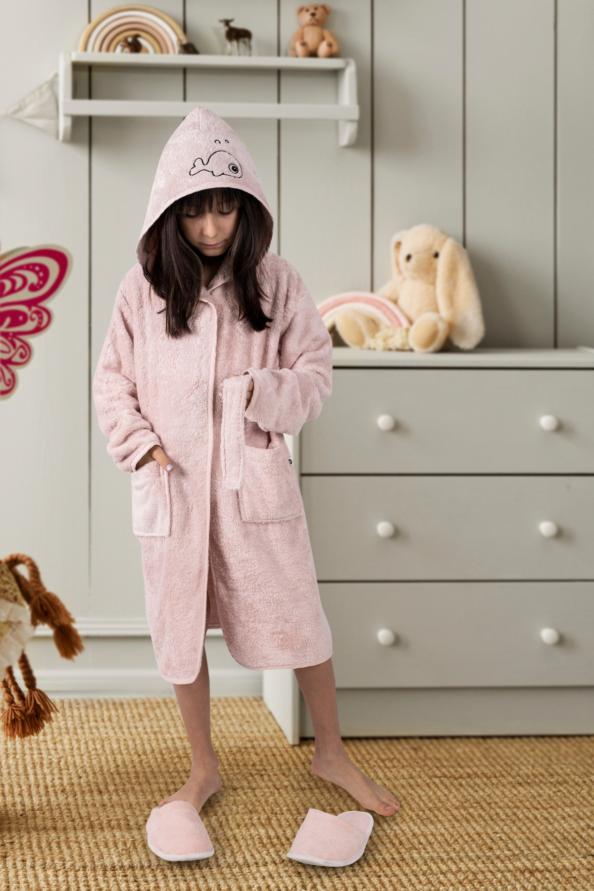 EIFIN Kapşonlu Bambu Çocuk Bornoz Çok Yumuşak fotoğrafı 4 (önizleme)