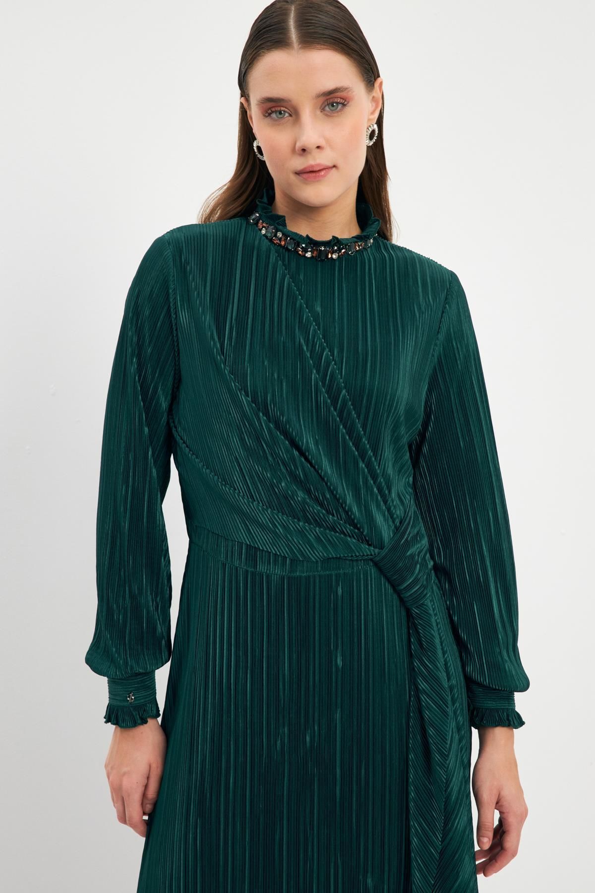 Zühre-Rochie de seara cu detaliu din piatra de smarald - E-0371 2