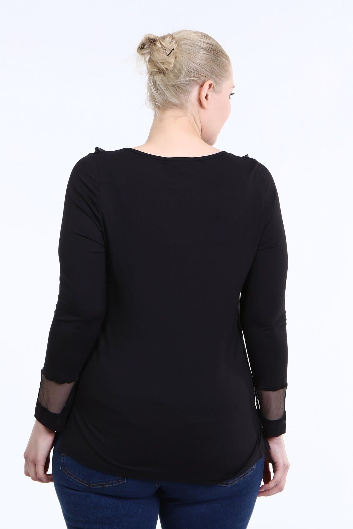 MYLİNE-Blouse with Tulle Detail on the Front and Sleeves 6