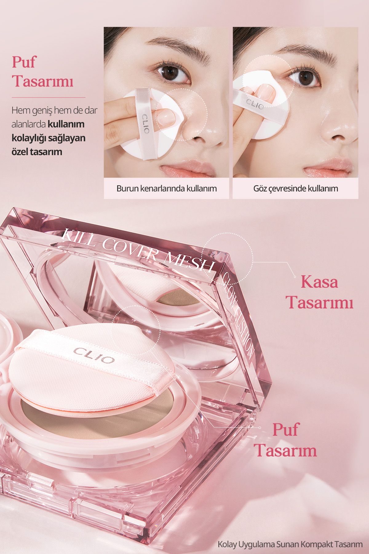 CLIO Yoğun Nem ve Işıltı Veren Cushion CLIO Kill Cover Mesh Glow Cushion+Refill Spf50+PA++++ (2 Lingerie)-6