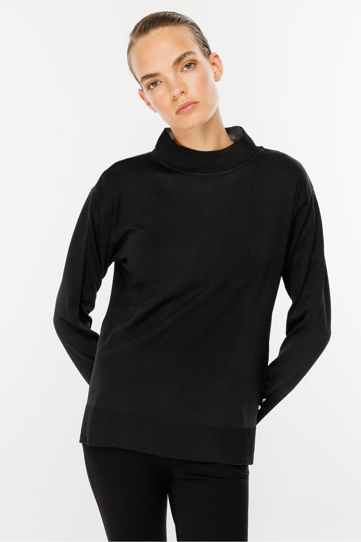 accort-Half Fisherman Basic Knitwear Sweater - BLACK 4