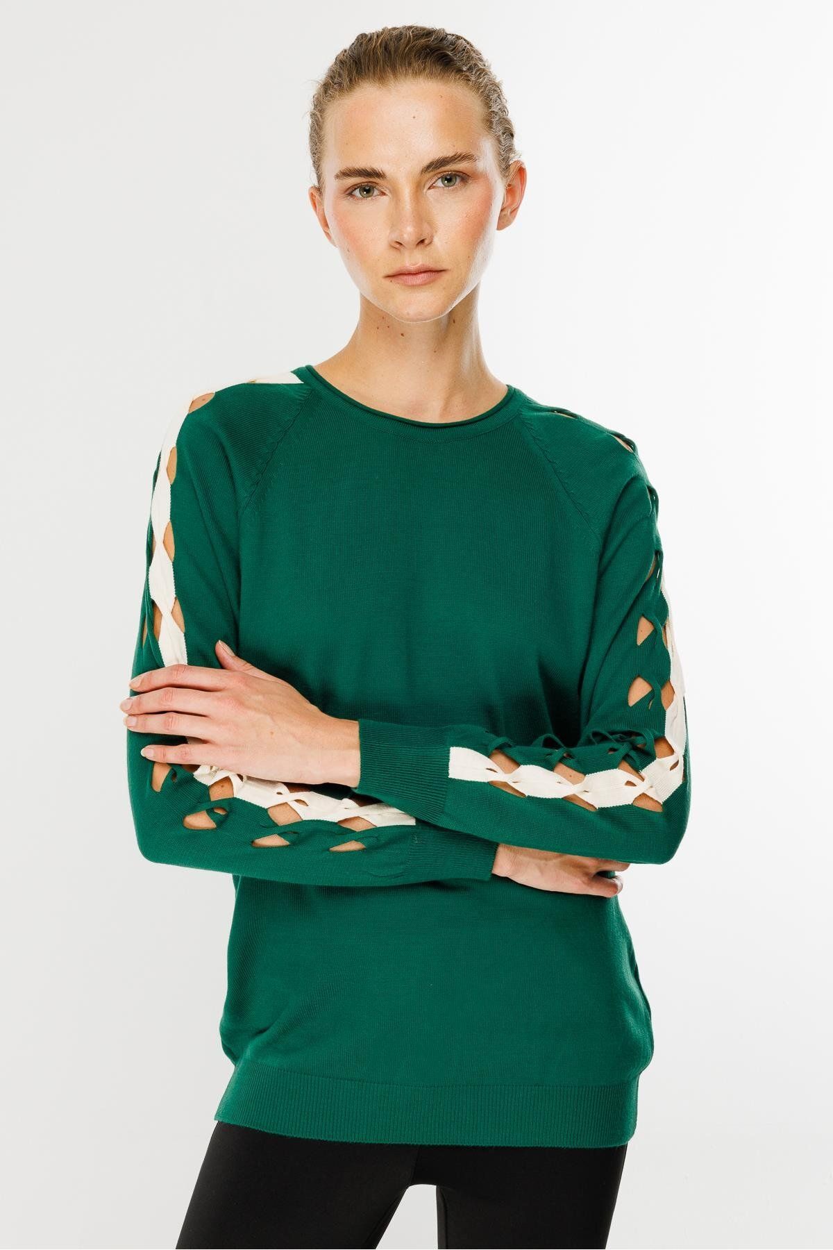 accort-Green Knitwear Sweater - Windowed Sleeves 6