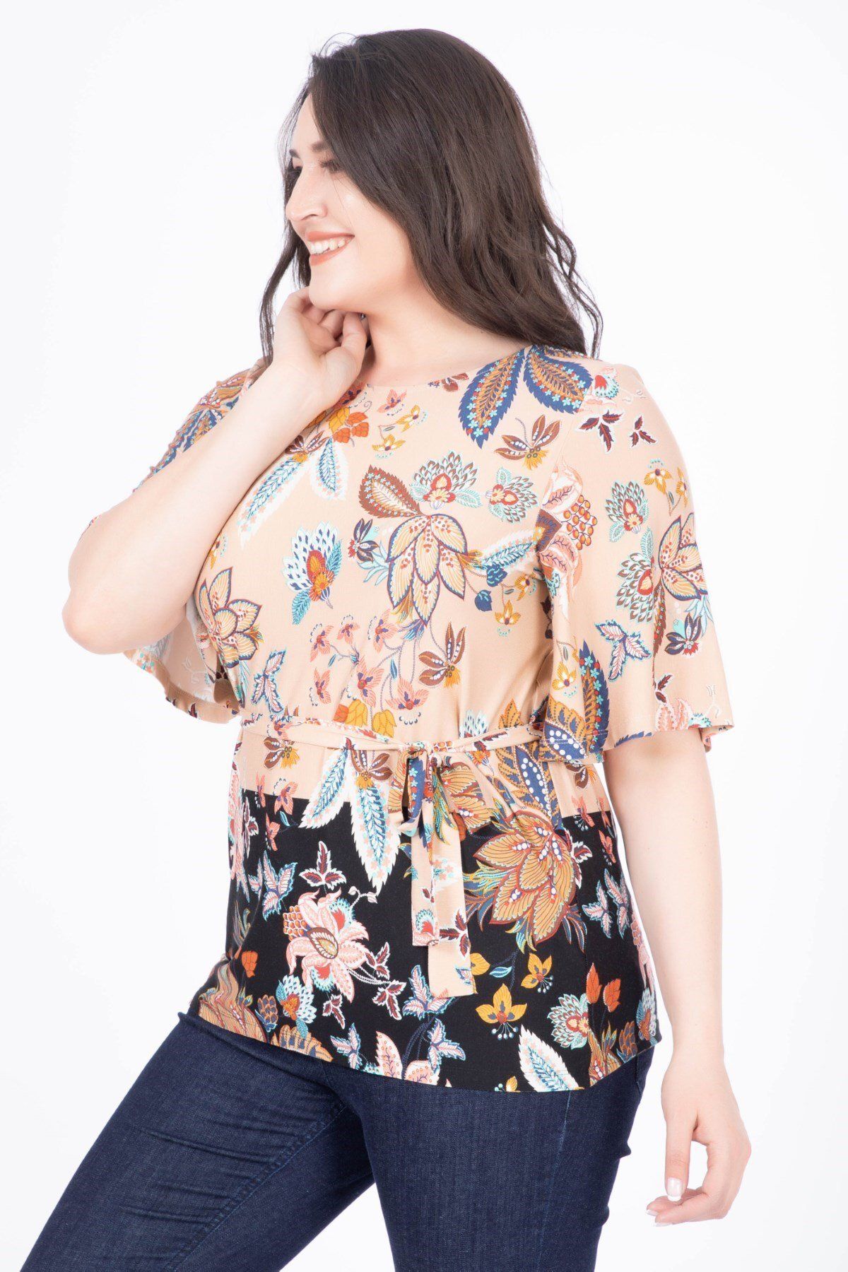 MYLİNE-Cape Sleeve Patterned Blouse 2