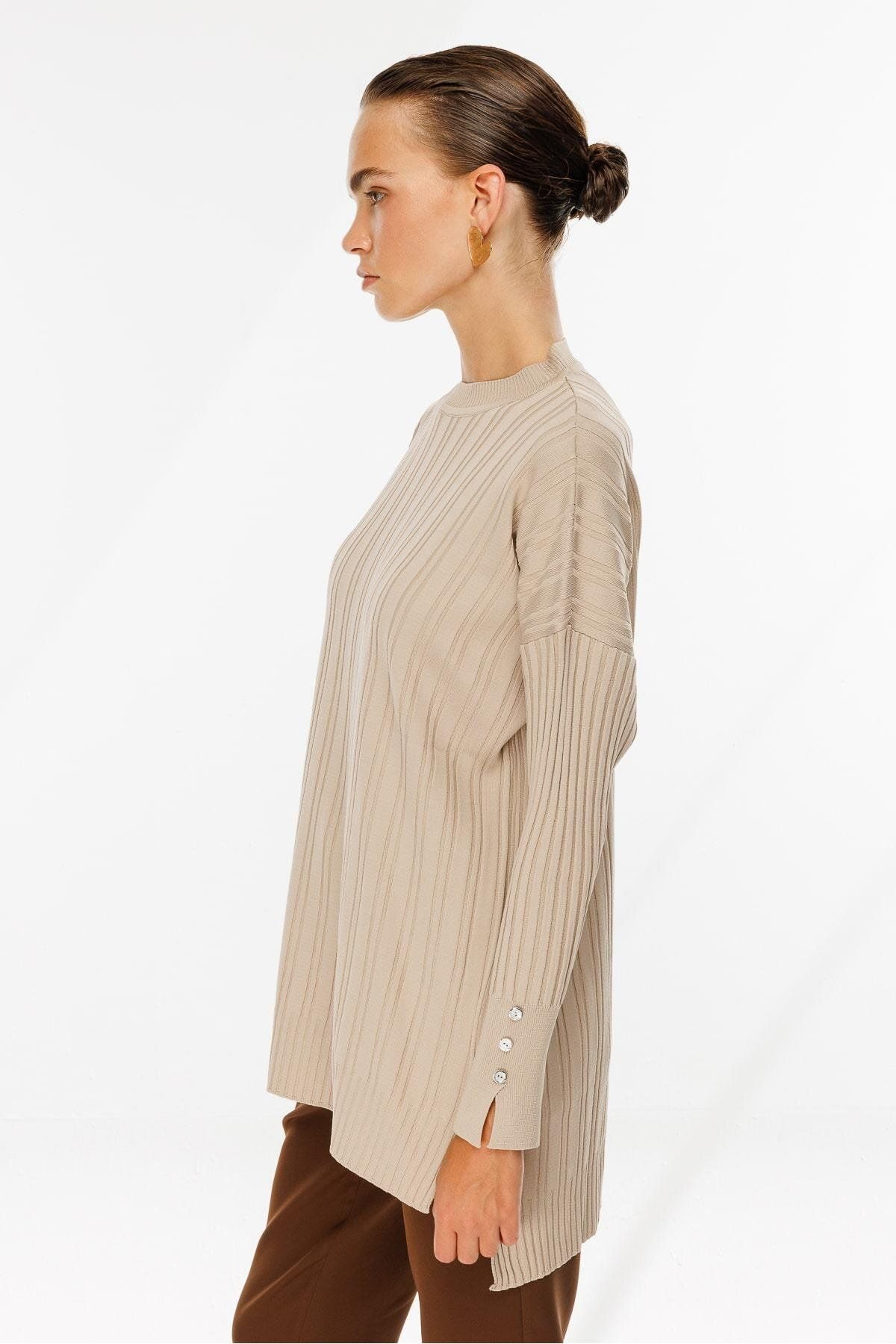 accort-Crew Neck - Stone Knitwear Tunika 5