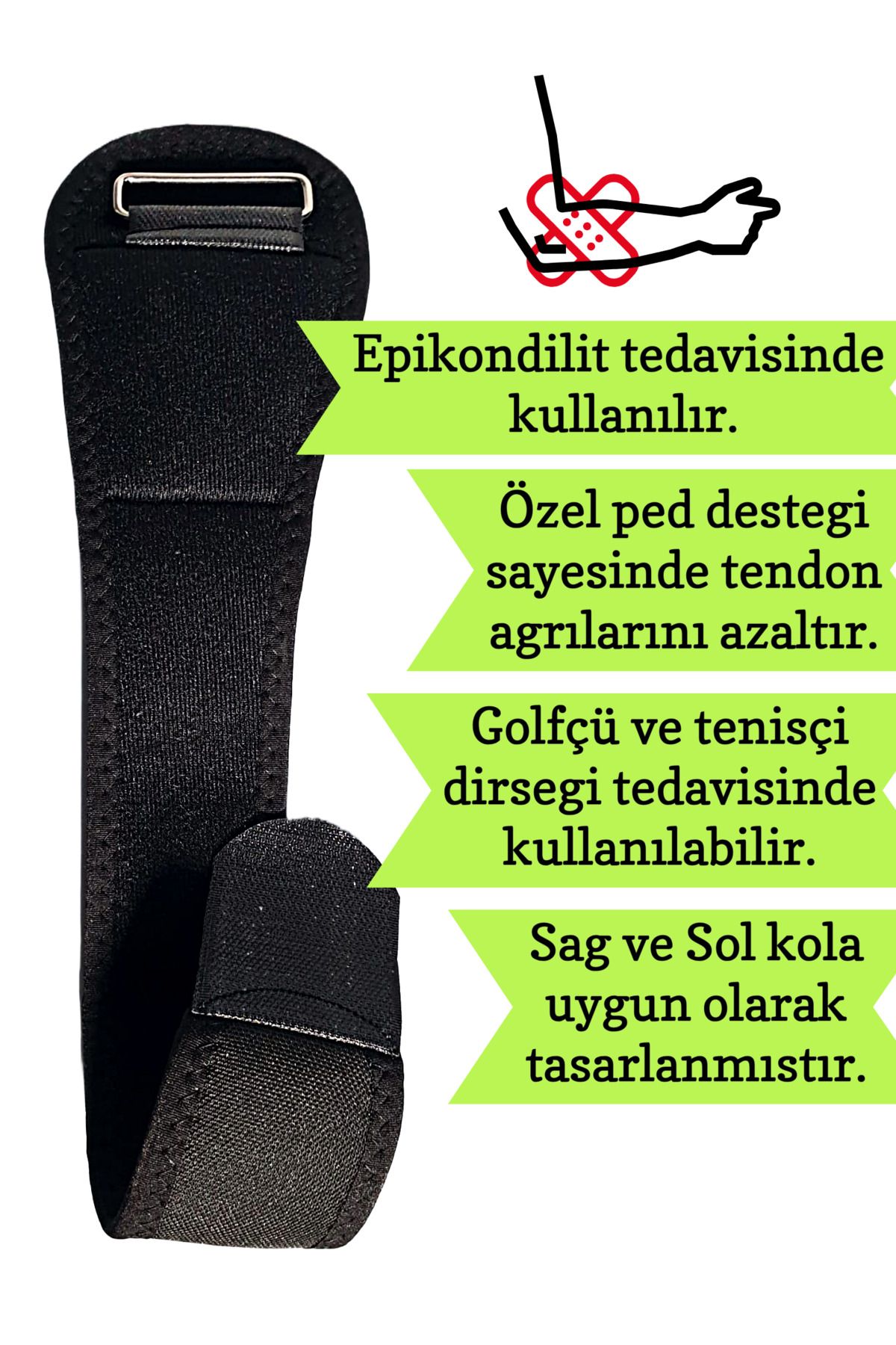 aht atölye hobi tasarım-Epicondylitis Bandage for Tennis Golfer - Elbow Bandage with Right and Left Coke Support 2