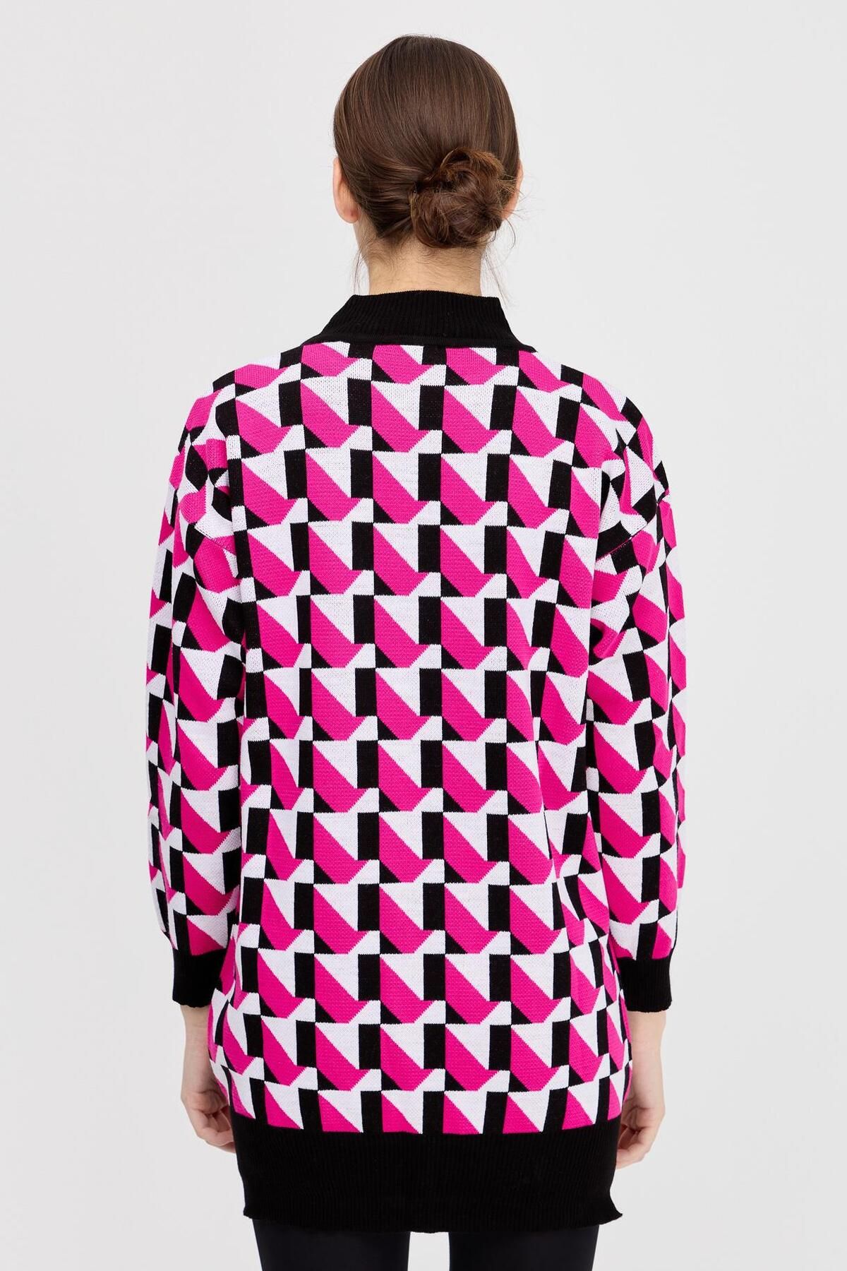 accort-Half Fisherman Patterned Knitwear Tunic-Fujia/Ecru 6