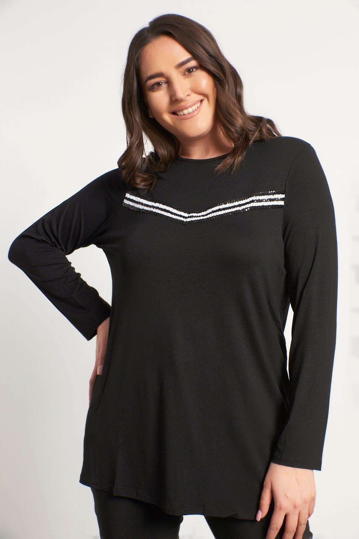 MYLİNE-Sequin Striped Blouse 2