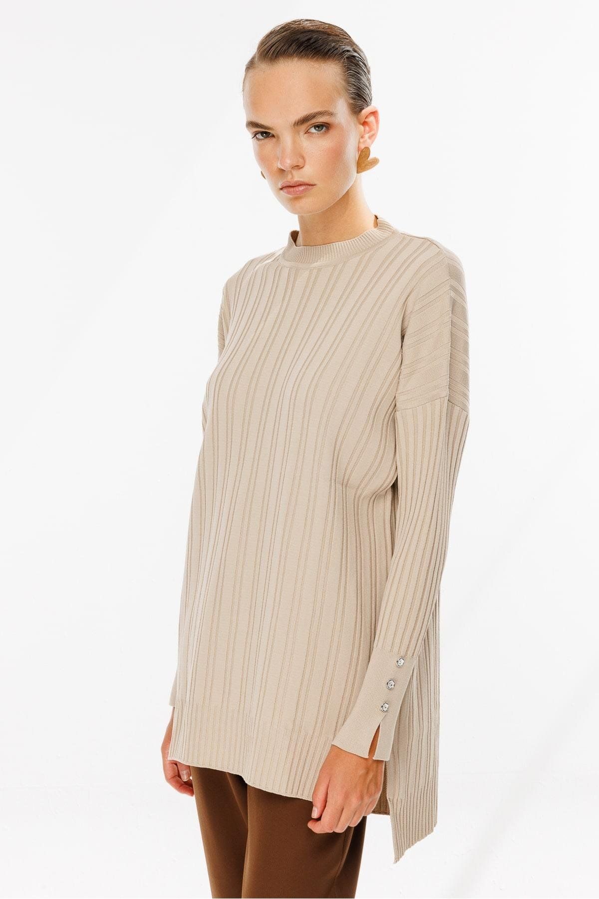 accort-Crew Neck - Stone Knitwear Tunika 4