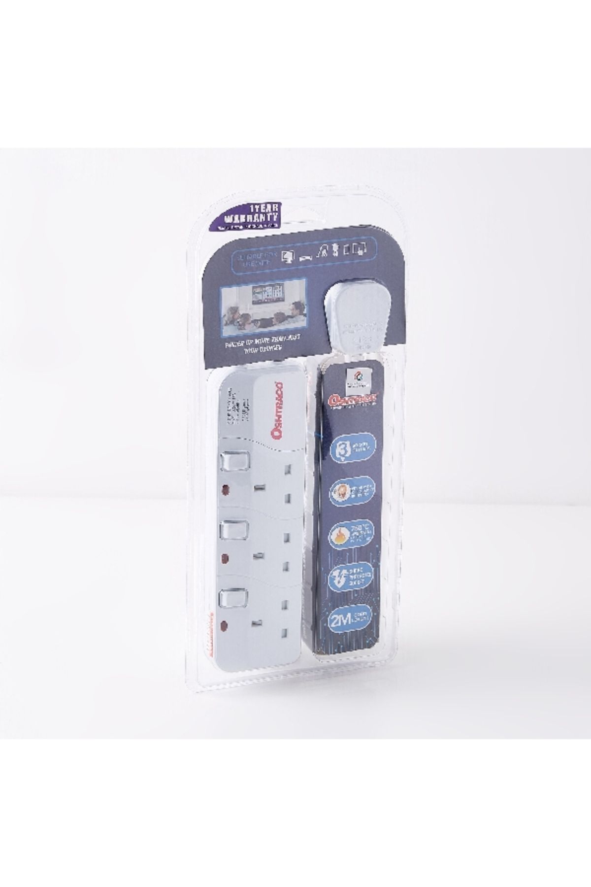 Home Box-4-Way Switch Socket with 2 m Cord & USB Charger 4