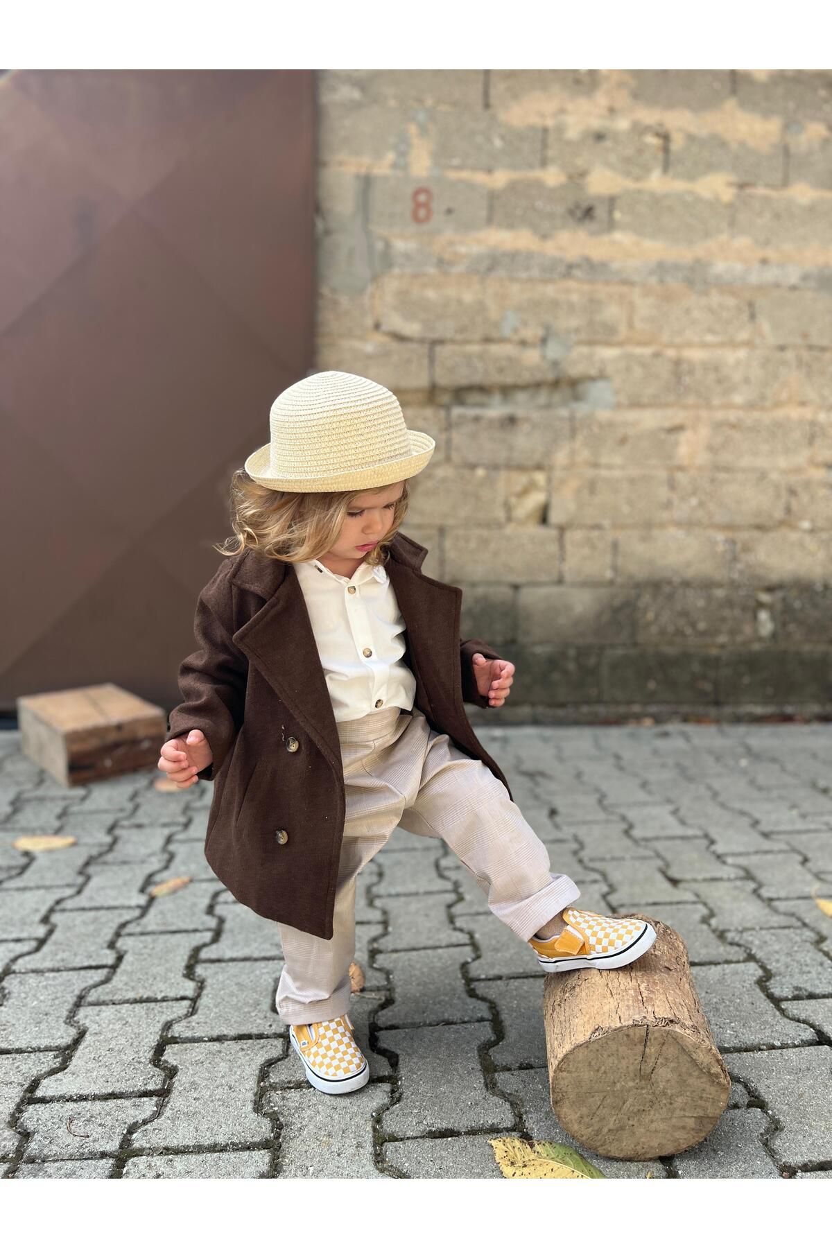 favorimkids-Brown Stamped Baby Kids Coat 4