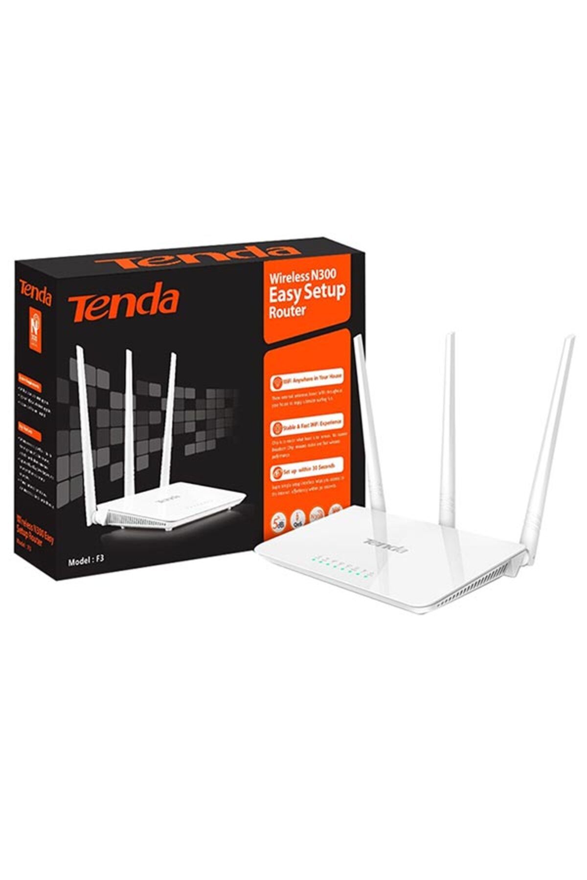 Go İthalat TENDA F3 4 PORT 300 MBPS 3 ANTENLİ ACCESS POINT ROUTER (4738)