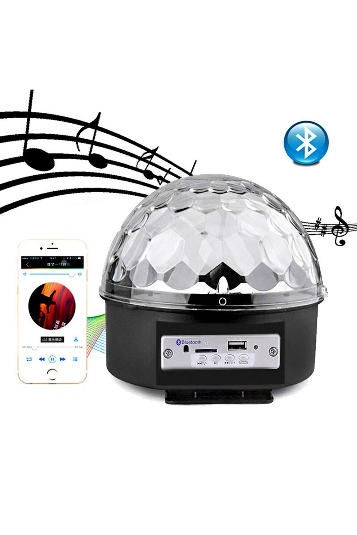 Light up Bluetooth Sd Aux Usb Led Disko Lamba Topu Speaker